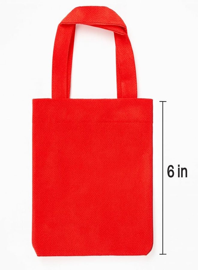 AoneFun Mini Tote Bag - Party Favor Bags for Kids Birthday Mini Gift Bags with Handles Bulk Small Reusable Treat Party Favor Tote Packs Rainbow Colors Non Woven 6" (With Handles 9.5") - Image 2